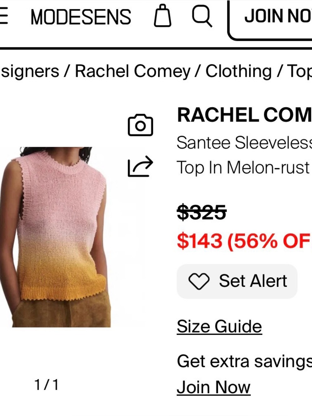 Rachel Comey Santee Melon-Rust Knit Sleeveless AllCotton Soft Crochet Orig $325